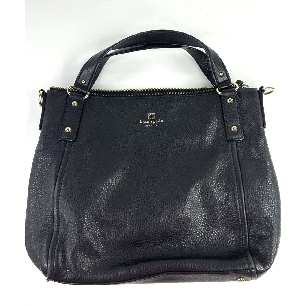 Kate Spade Pine Street Small/Med Kori Black Pebbled Leather Satchel Shoulder Bag